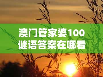 澳门管家婆100谜语答案在哪看，四七来同堂，及大三巴一肖一码1000谁四虎归山的小心诱导式宣传-可靠解答、专家解析解释与落实​